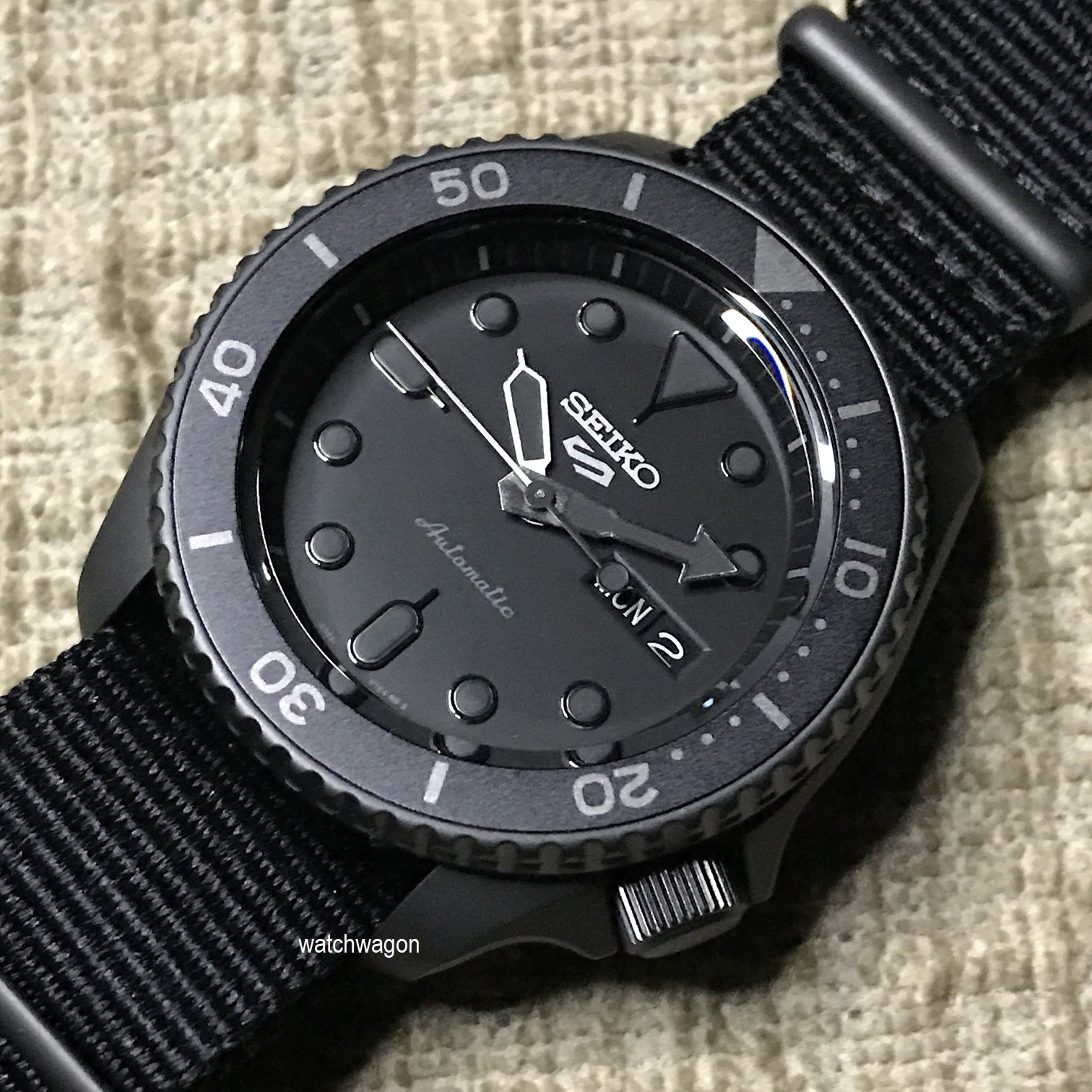 Seiko 5 Sports Automatic Black Dial Black NATO Strap Watch For Men - SRPD79K1