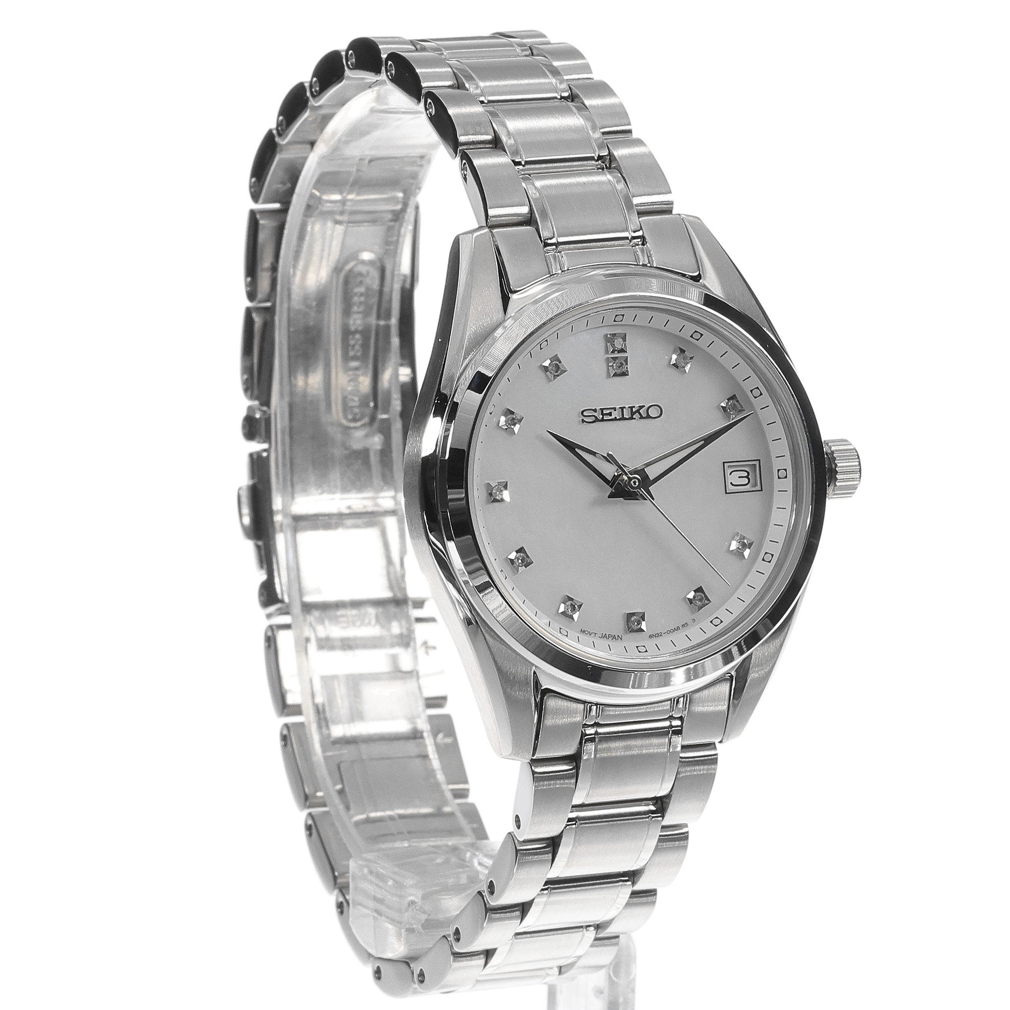 Seiko Diamond Silver Dial Silver Steel Strap Watch for Women - SUR579P1