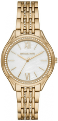 Michael Kors Mindy Three Hand White Dial Rose Gold Steel Strap Watch for Women - MK7078
