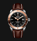 Breitling Superocean Heritage 42mm Rose Gold Chronometer Black Dial Brown Leather Strap Mens Watch - U1732112