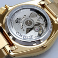 Seiko 5 Sports Automatic Black Dial Gold Steel Strap Watch For Men - SRPK18