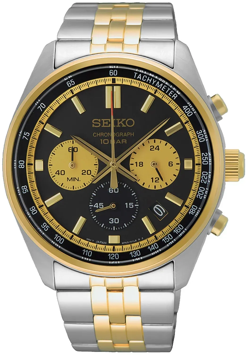 Seiko Sport Chronograph Black Dial Two Tone Steel Strap Watch for Men - SSB430P1