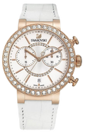 Swarovski Citra Sphere Chrono White Dial White Leather Strap Watch for Women - 5080602