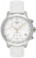 Tissot PRC 200 Chronograph White Dial White Leather Strap Watch For Men - T055.417.16.017.00