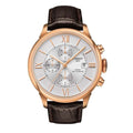 Tissot Des Tourelles Chronograph Silver Dial Brown Leather Strap Watch For Men - T099.427.36.038.00