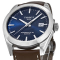 Tissot Gentleman Powermatic 80 Silicium Blue Dial Brown Leather Strap Watch For Men - T127.407.16.041.00
