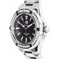 Tag Heuer Aquaracer Quartz Diamonds Black Dial Silver Steel Strap Watch for Women - WAY131P.BA0748