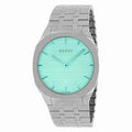 Gucci 25H Quartz Turquoise Dial Silver Steel Strap Watch For Women - YA163409