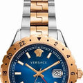 Versace Hellenyium GMT Blue Dial Two Tone Steel Strap Watch for Men - V11060017