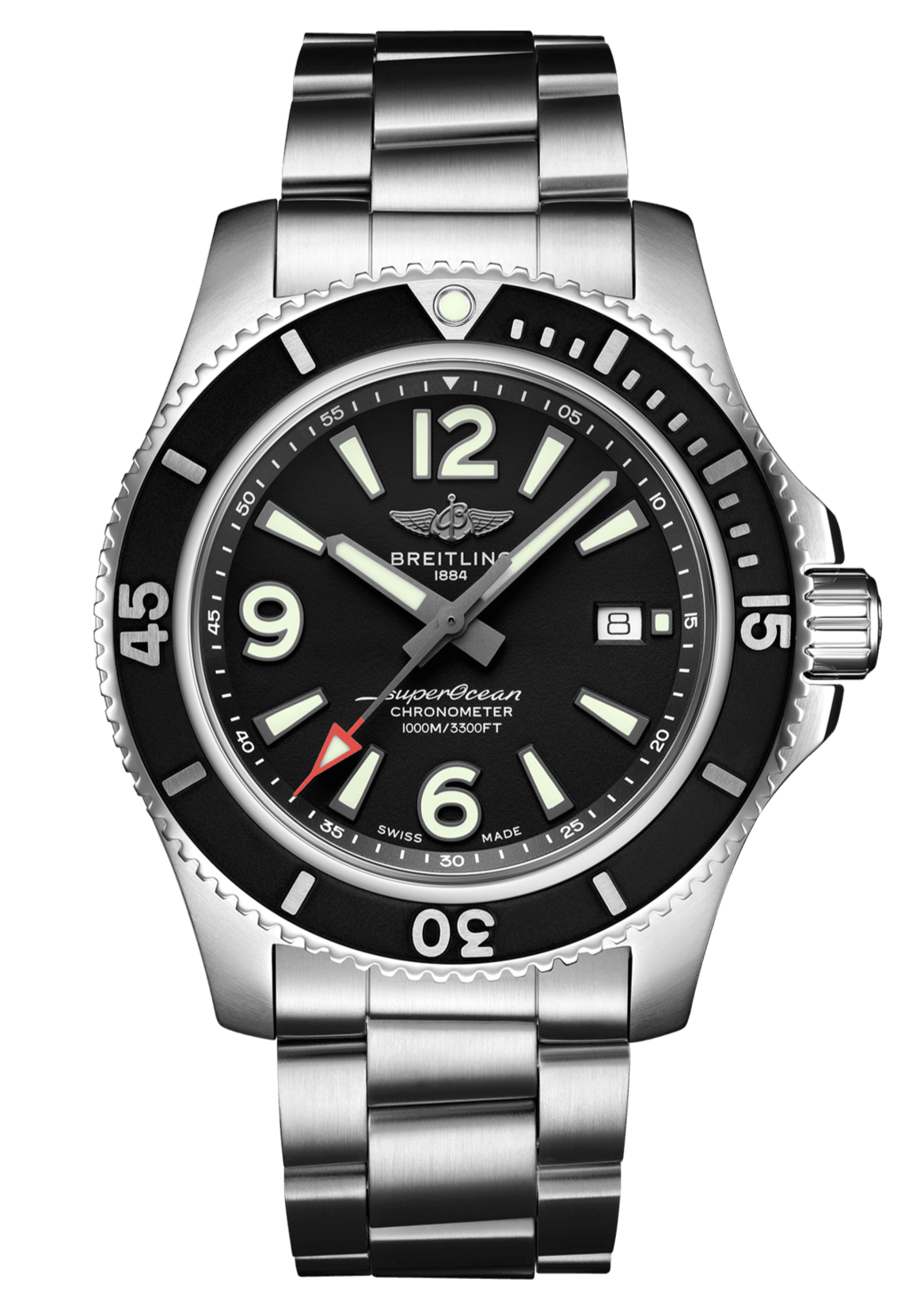 Breitling Superocean Automatic 44mm Black Dial Silver Steel Strap Watch for Men - A17367D71B1A1