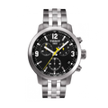 Tissot PRC 200 Chronograph Black Dial Silver Steel Strap Watch For Men - T055.417.11.057.00