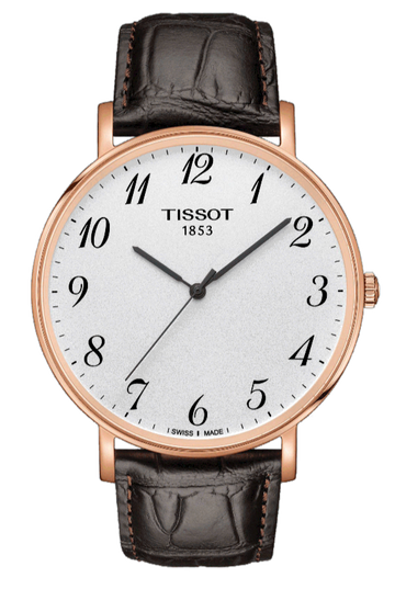 Tissot T Classic Everytime White Dial Black Leather Strap Watch For Men - T109.610.36.032.00