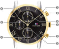 Tommy Hilfiger Analog Black Dial Two Tone Steel Strap Watch for Men - 1791539