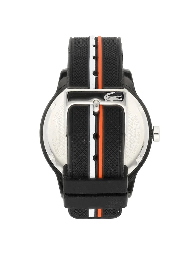 Lacoste 12.12 Black Dial Black Silicon Strap Watch for Men - 2011071
