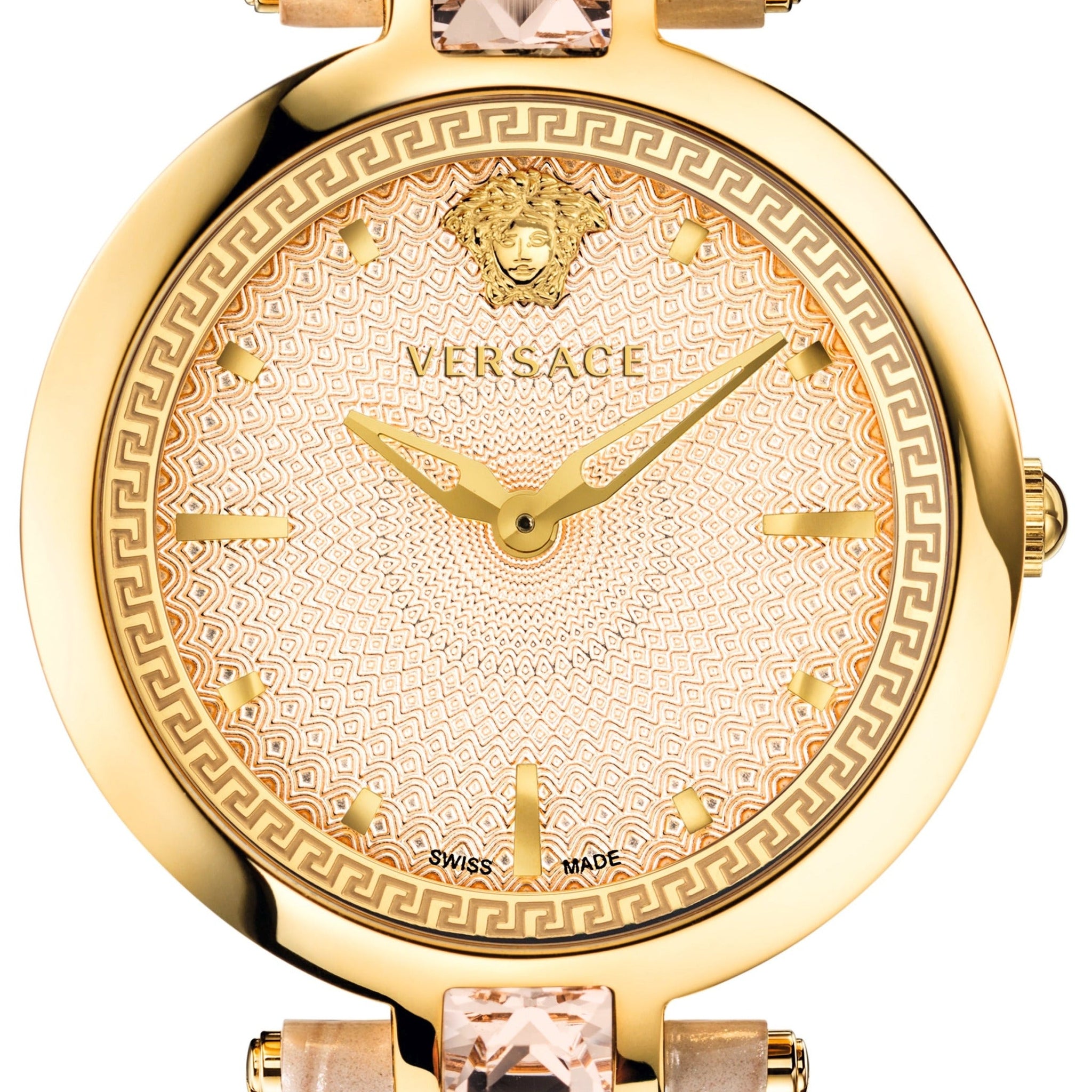 Versace Olympo Quartz White Dial Beige Leather Strap Watch for Women - VAN050016