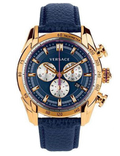 Versace V-Ray Blue Chronograph Blue Dial Blue Leather Strap Watch for Men - VDB030014