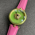 Versace Palazzo Empire Green Dial Pink Leather Strap Watch for Women - VCO150017