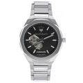 Maserati Stile Skeleton Automatic Black Dial Silver Steel Strap Watch For Men - R8823142002