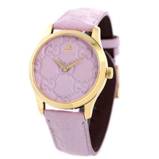 Gucci G Timeless Quartz Lilac Dial Lilac Leather Strap Watch For Women - YA1264098