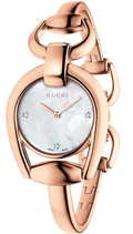 Gucci Horsebit Collection Diamonds Mother of Pearl Dial Rose Gold Steel Strap Watch For Women - YA139508