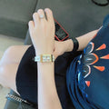 Gucci G-Frame Floral Mother of Pearl Dial White Leather Strap Watch For Women - YA147407