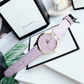 Gucci G Timeless Quartz Lilac Dial Lilac Leather Strap Watch For Women - YA1264098