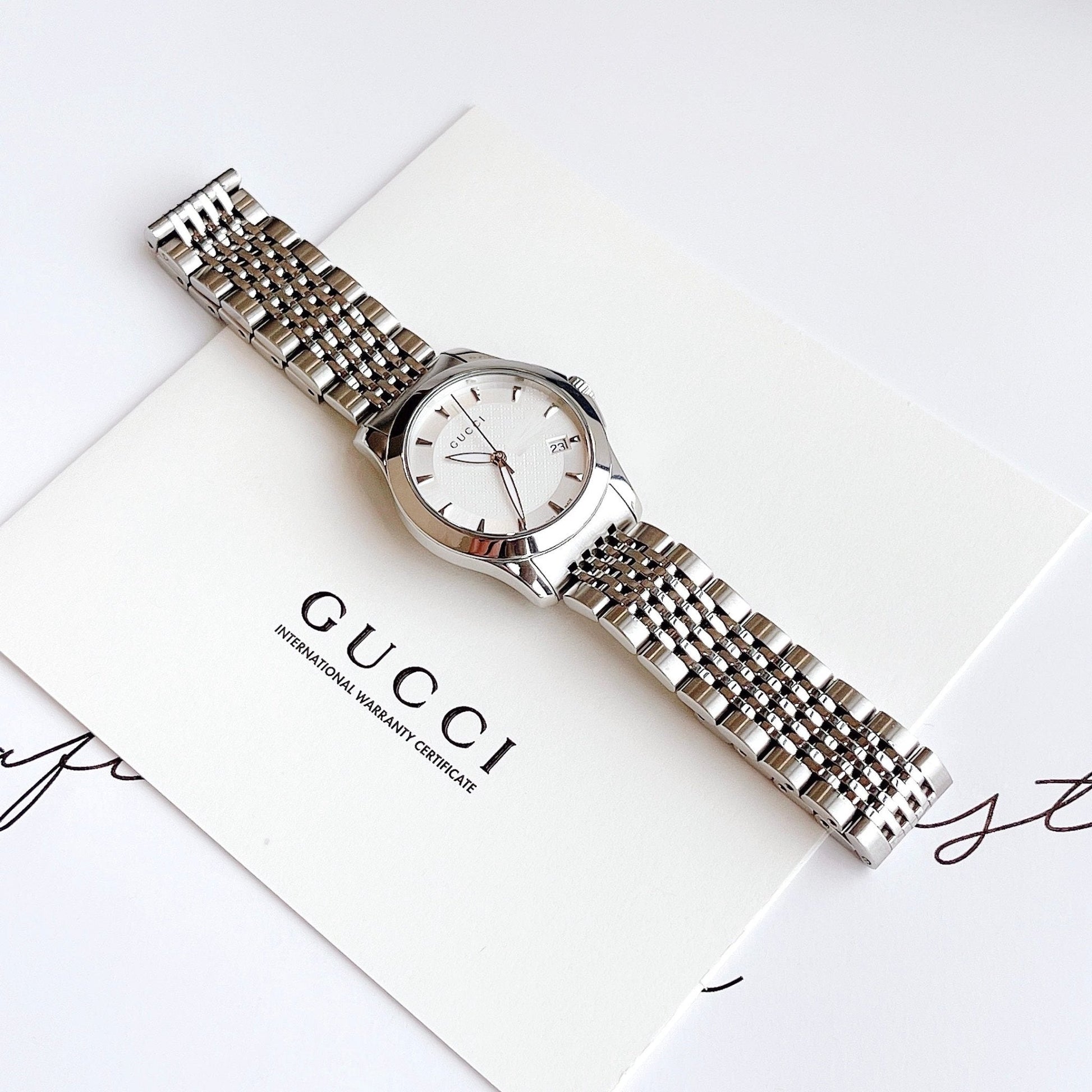 Gucci G Timeless Silver Dial Silver Steel Strap Watch For Women - YA126501
