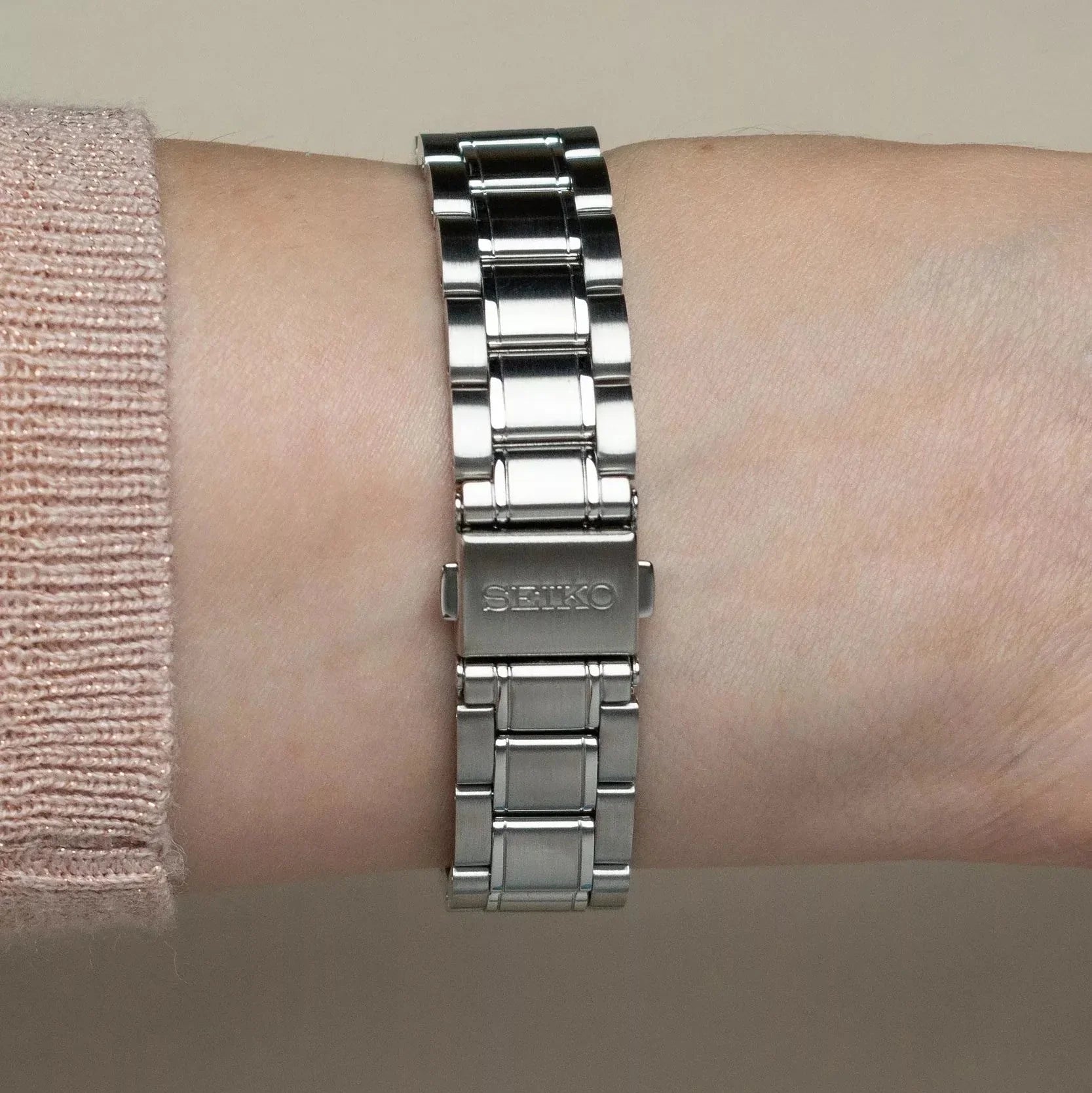 Seiko Diamond Silver Dial Silver Steel Strap Watch for Women - SUR579P1