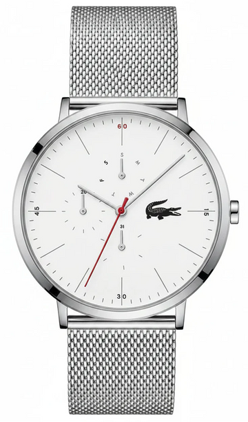 Lacoste Moon Multifunction White Dial Silver Steel Strap Watch for Men - 2011025