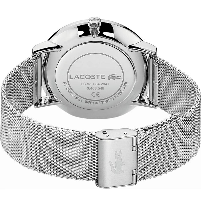 Lacoste Moon Multifunction White Dial Silver Steel Strap Watch for Men - 2011025