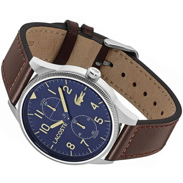 Lacoste Continental Blue Dial Brown Leather Strap Watch for Men - 2011040