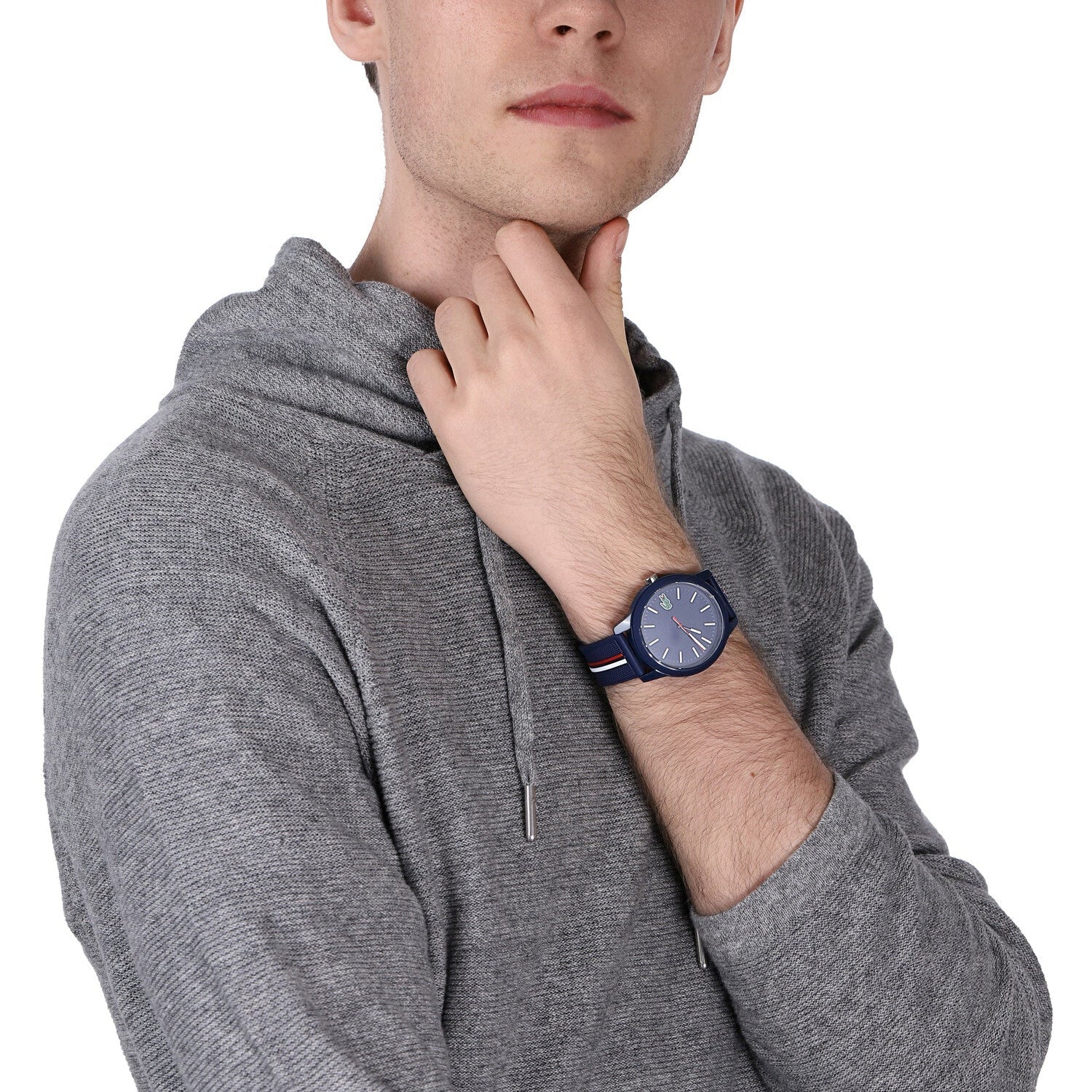 Lacoste 12.12 Blue Dial Two Tone Silicon Strap Watch for Men - 2011070