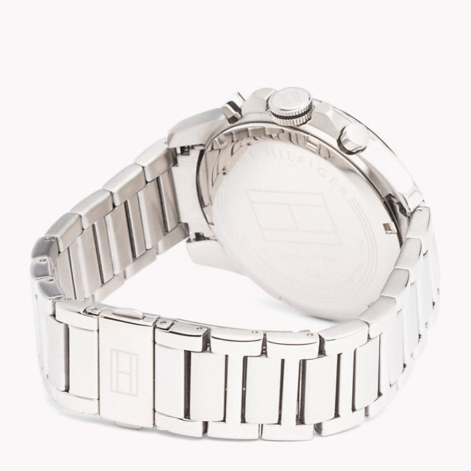 Tommy Hilfiger Iconic Quartz Black Dial Silver Steel Strap Watch for Men - 1791564