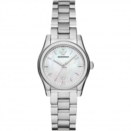 Emporio Armani Valeria Quartz Mother of Pearl Dial Silver Steel Strap Watch For Women - AR11030